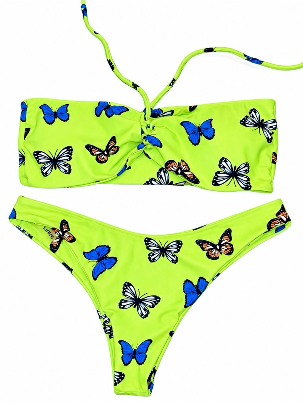 Neon Green Butterfly Two-Piece Swim Set